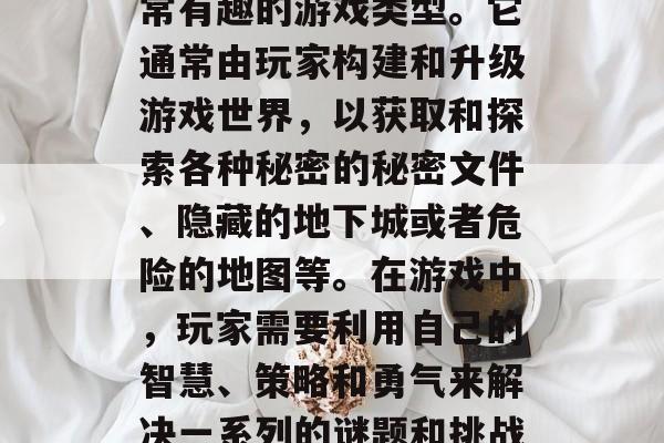 暗黑攻略游戏是一个非常有趣的游戏类型。它通常由玩家构建和升级游戏世界，以获取和探索各种秘密的秘密文件、隐藏的地下城或者危险的地图等。在游戏中，玩家需要利用自己的智慧、策略和勇气来解决一系列的谜题和挑战。，暗黑攻略游戏
