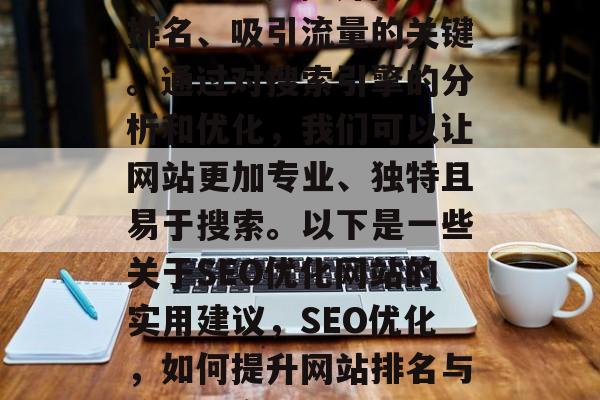 SEO优化是提升网站排名、吸引流量的关键。通过对搜索引擎的分析和优化,我们可以让网站更加专业、独特且易于搜索。以下是一些关于SEO优化网站的实用建议,SEO优化,如何提升网站排名与流量?实用建议 SEO优化是提升网站排名、吸引流量的关键。通过对搜索引擎的分析和优化,我们可以让网站更加专业、独特且易于搜索。以下是一些关于SEO优化网站的实用建议,SEO优化,如何提升网站排名与流量?实用建议